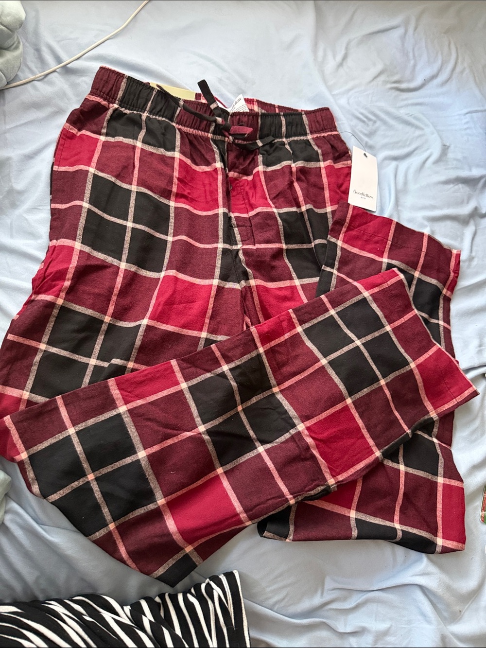 Goodfellow & Co Burgundy and Black Plaid Jogger Pants